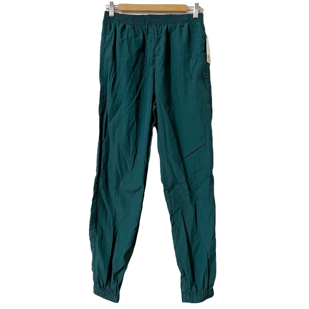 Bp Nordstrom NWT Nylon Track Pants Green Moss Sz XS Elastic Waist Adjustable - Picture 2 of 6
